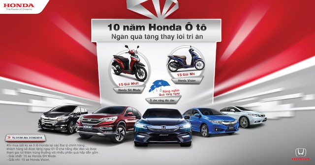 Honda Việt Nam treo giải 30 xe máy cho khách mua ôtô ảnh 1