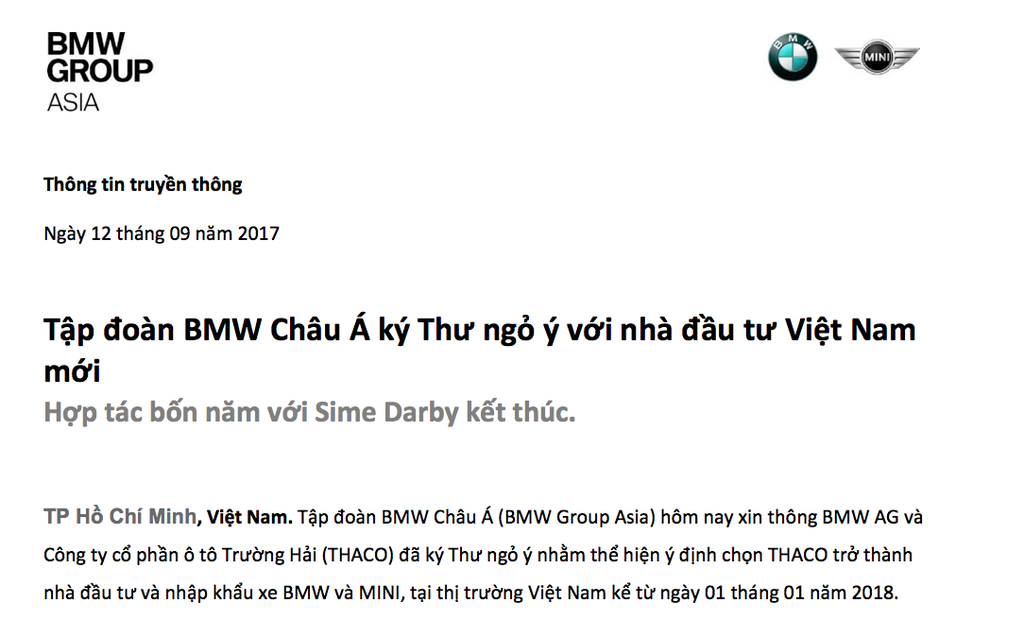 Số phận của BMW ở Việt Nam đã rõ sau ngày 1/1/2018 ảnh 1
