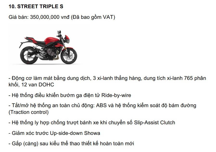 Triumph Việt Nam công bố giá 15 mẫu mô tô, từ 310 triệu đồng ảnh 11