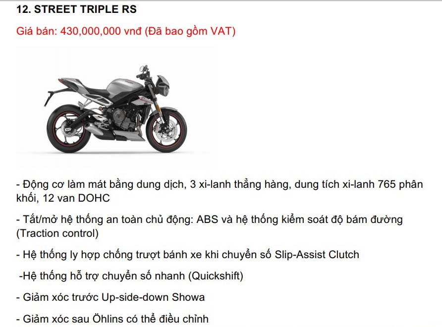 Triumph Việt Nam công bố giá 15 mẫu mô tô, từ 310 triệu đồng ảnh 13