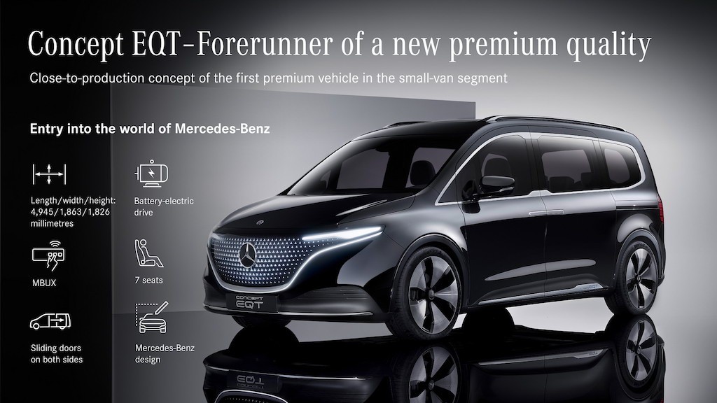 Mercedes hé lộ “lấn sân” vào mảng minivan của Kia Carnival với xe ý tưởng EQT, sẽ là T-Class trong tương lai? ảnh 1