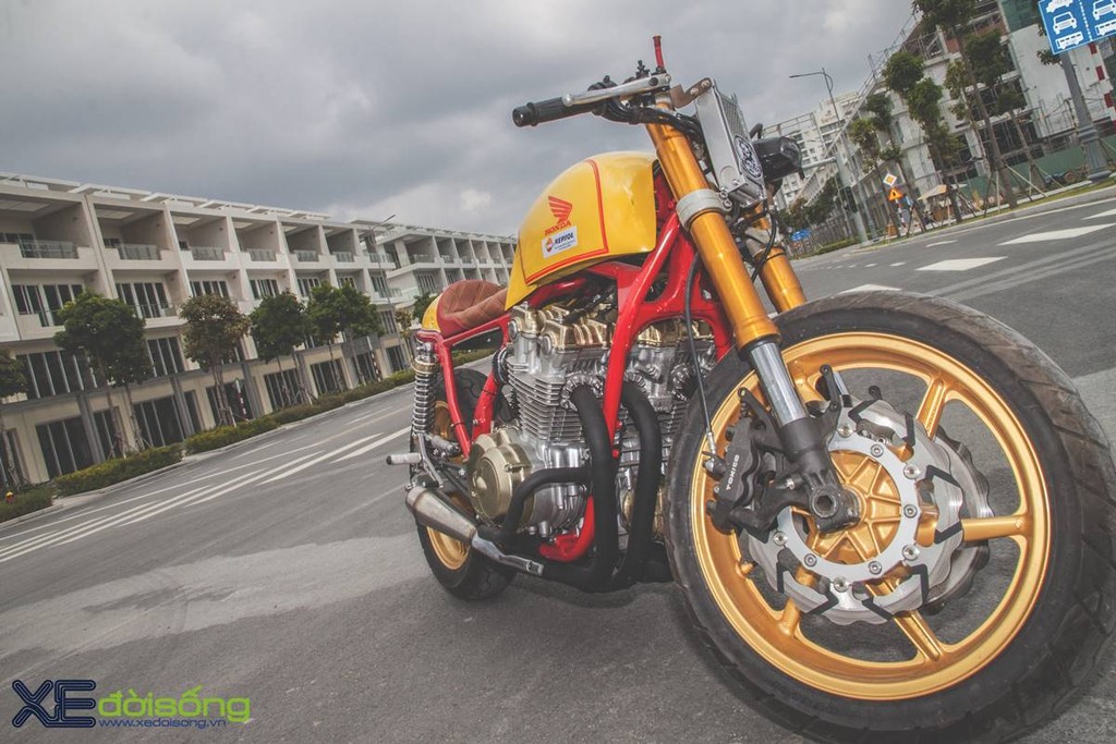 Honda CB750F độ cafe racer cực chất với tông vàng cam Repsol ở Sài Gòn ảnh 14