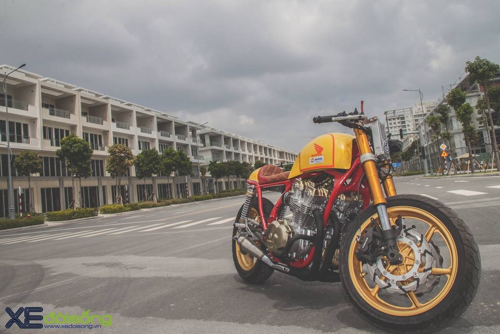 Honda CB750F độ cafe racer cực chất với tông vàng cam Repsol ở Sài Gòn ảnh 13