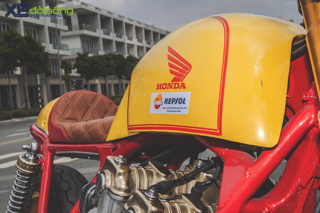 Honda CB750F độ cafe racer cực chất với tông vàng cam Repsol ở Sài Gòn ảnh 11