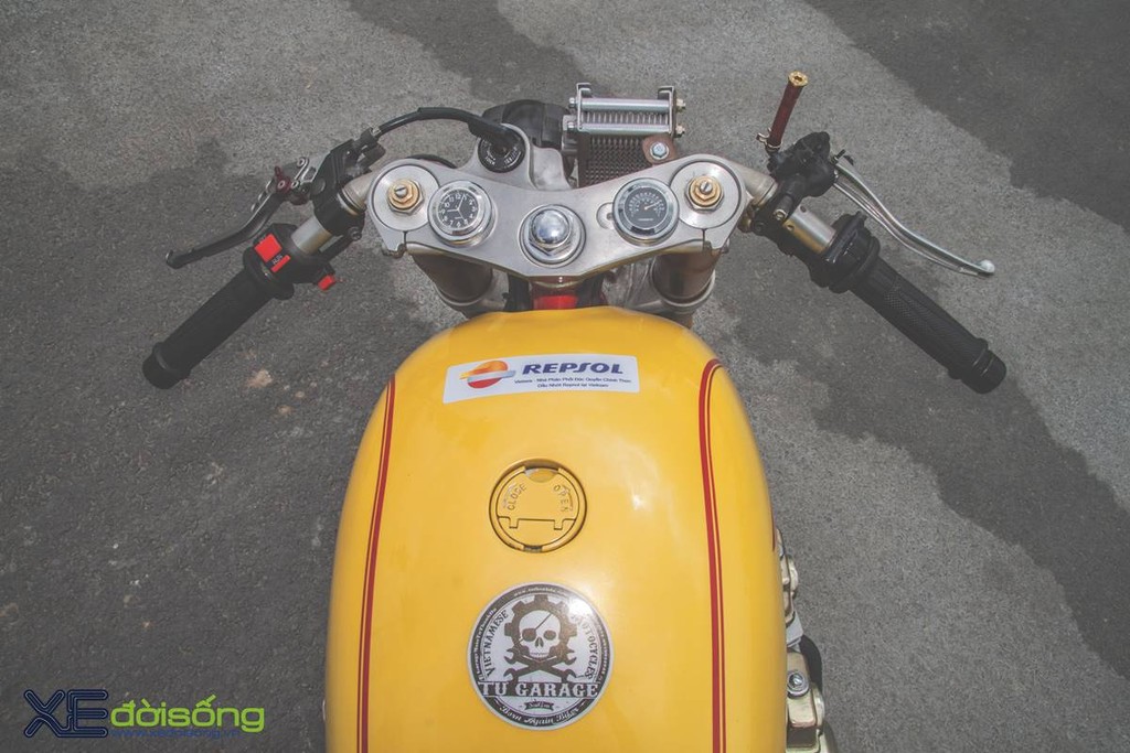 Honda CB750F độ cafe racer cực chất với tông vàng cam Repsol ở Sài Gòn ảnh 5