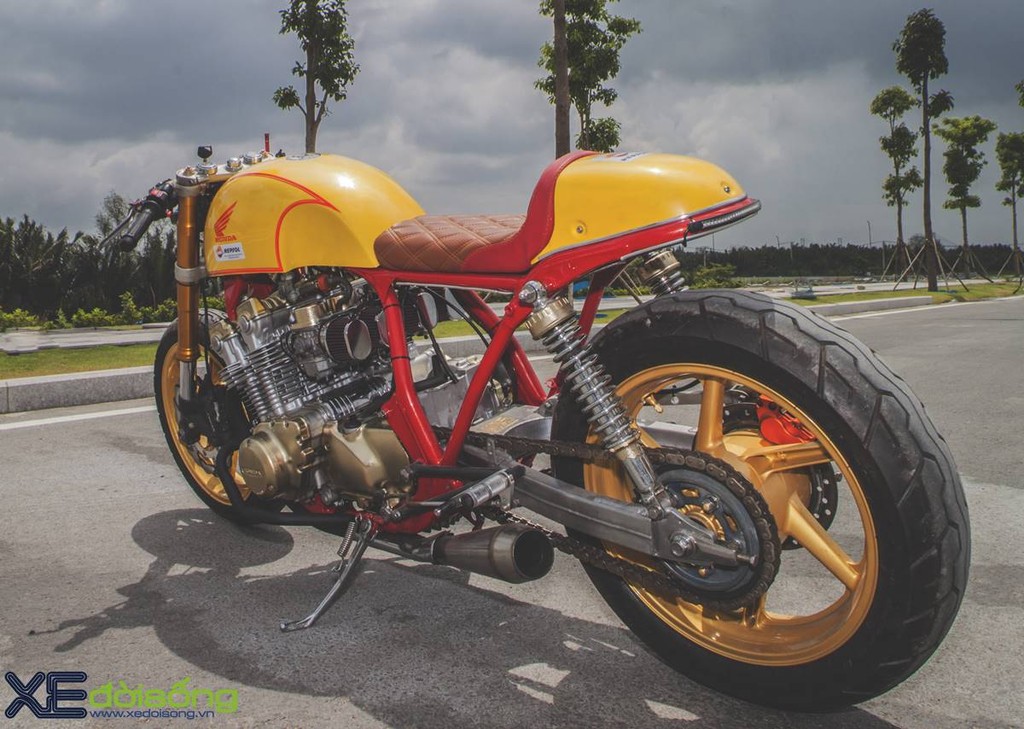 Honda CB750F độ cafe racer cực chất với tông vàng cam Repsol ở Sài Gòn ảnh 2